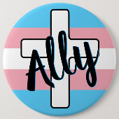 Bondgenoot en kruis met Trans Pride Flag Button (Voorkant)