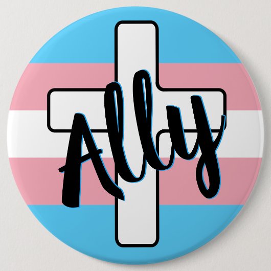 Bondgenoot en kruis met Trans Pride Flag Button (Voorkant)