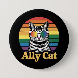 Bondgenoot Kat LGBT Regenboog Vlag LGBTQ Cadeau Ronde Button 7,6 Cm