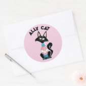 Bondgenoot kat met transgender pride kleuren ronde sticker (Envelop)