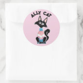 Bondgenoot kat met transgender pride kleuren ronde sticker (Tas)