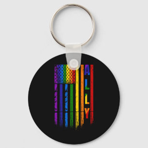 Bondgenoot Lgbt Lgbtq Regenboog Pride Amerikaanse Sleutelhanger