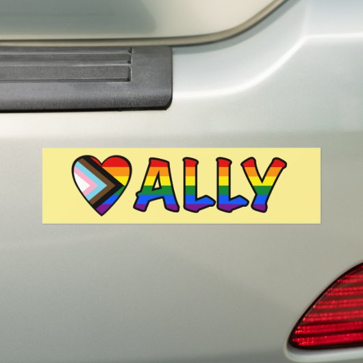Bondgenoot met Progress Pride Vlag Gevulde Brieven Bumpersticker (Op auto)