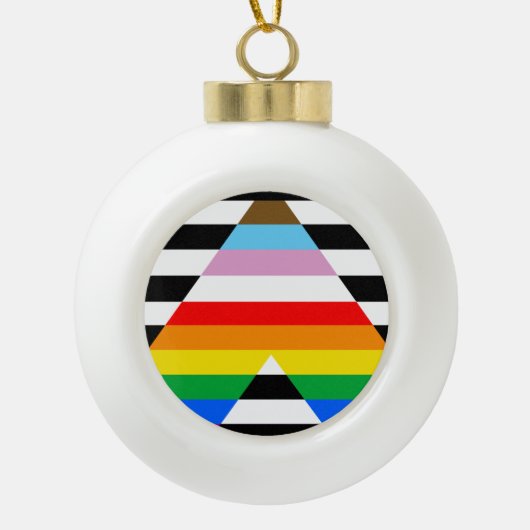 Bondgenoot Progress Pride Vlag Keramische Bal Ornament (Voorkant)