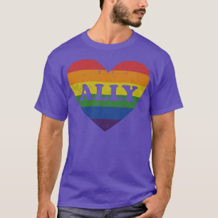 Bondgenoot regenboog hart voor LGBT homo en lesbis T-shirt