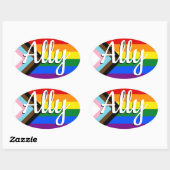 bondgenoot | Voortgang Pride Vlag Ovale Sticker (Vel)