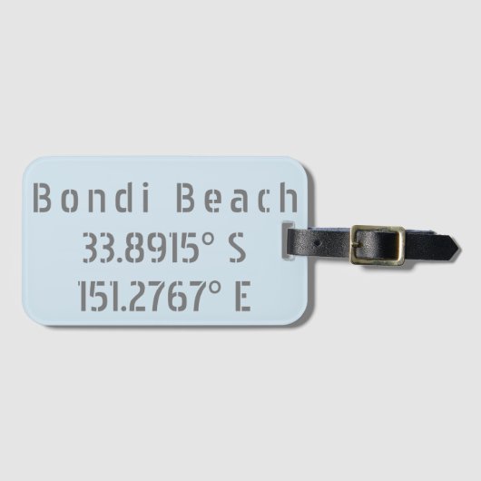 Bondi Beach Australia Latitude Longitude Bagagelabel (Voorkant (horizontaal))