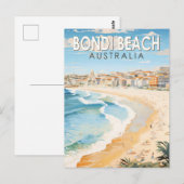 Bondi Beach Australia Travel Art Vintage Briefkaart (Voorkant / Achterkant)