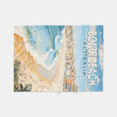 Bondi Beach Australia Travel Art Vintage Fleece Deken (Voorkant (Horizontaal))