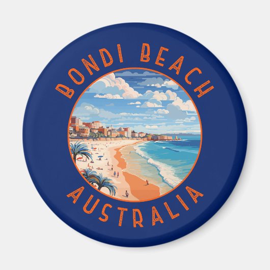 Bondi Beach Australia Travel Art Vintage Magneet (Voorkant)