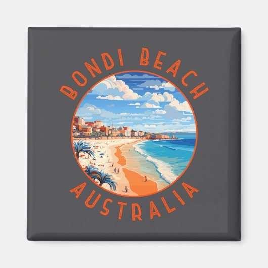 Bondi Beach Australia Travel Art Vintage  Magneet (Voorkant)