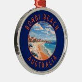 Bondi Beach Australia Travel Art Vintage Metalen Ornament (Rechts)