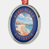 Bondi Beach Australia Travel Art Vintage Metalen Ornament (Links)