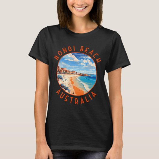 Bondi Beach Australia Travel Art Vintage  T-shirt (Voorkant)