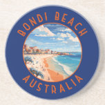 Bondi Beach Australia Travel Art Vintage Zandsteen Onderzetter<br><div class="desc">Bondi Beach in een vectorkunststijl. De brede witte zandhalve maan van Bondi is een van de meest iconische stranden van Australië.</div>