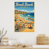 Bondi Beach Australië - Oude Reisposter Poster (Keuken)