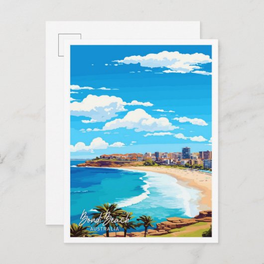 Bondi Beach Australië Reizen  Illustratie Briefkaart (Voorkant / Achterkant)