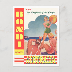 Bondi Beach, Australië, Retro Vacation Briefkaart