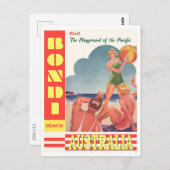 Bondi Beach, Australië, Retro Vacation Briefkaart (Voorkant / Achterkant)