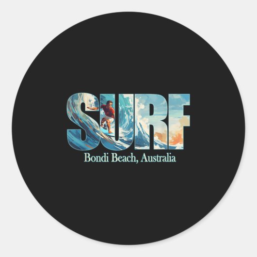Bondi Beach, Australië Strandsurfen Ronde Sticker (Voorkant)