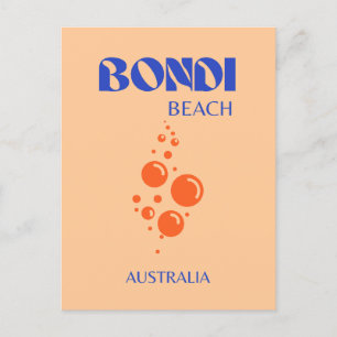 Bondi Beach, Preppy Art, Oranje, blauw Feestdagenkaart