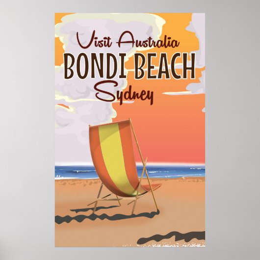 Bondi Beach retro Travel Poster (Voorkant)