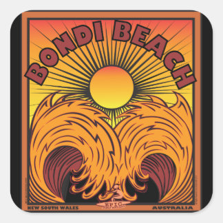 BONDI BEACH SYDNEY AUSTRALIË SURFEN VIERKANTE STICKER