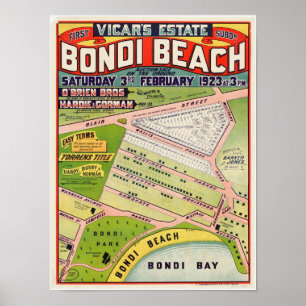 Bondi Beach, Vicar's Estate  Auction Poster