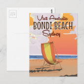 Bondi Beach vintage Reisposter Briefkaart (Voorkant / Achterkant)