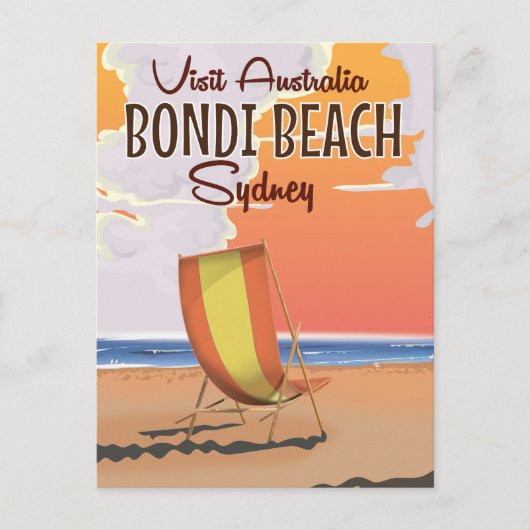 Bondi Beach vintage Reisposter Briefkaart (Voorkant)