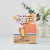 Bondi Beach vintage Travel Poster Briefkaart (Staand voorkant)