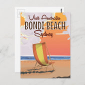 Bondi Beach vintage Travel Poster Briefkaart (Voorkant / Achterkant)