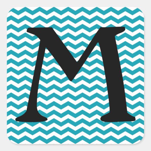 Bondi Blue Wave Chevron Vierkante Sticker (Voorkant)