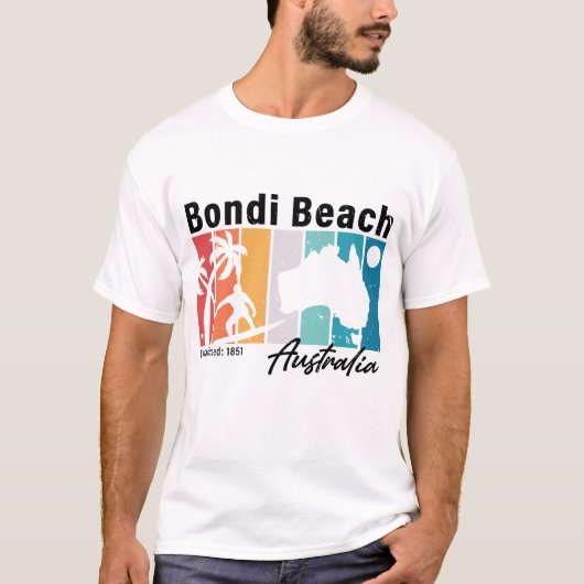 Bondi strand Australië  Retro Souvenirs 80s T-shirt (Voorkant)