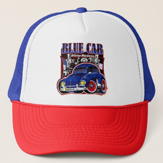 Boné 3 kernen "Blauwe auto" Trucker Pet (Voorkant)