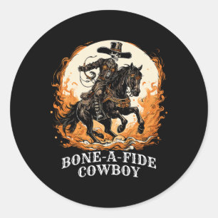 Bone-a-fide Halloween Cowboy Spooky Skeleton Rodeo Ronde Sticker