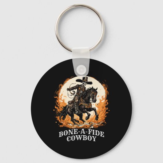 Bone-a-fide Halloween Cowboy Spooky Skeleton Rodeo Sleutelhanger (Voorkant)