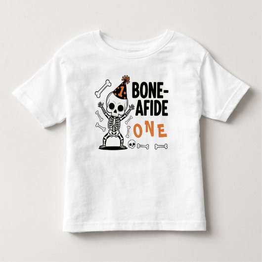 Bone-afide One Skeleton Eerste Verjaardag Hallowee Kinder Shirts (Voorkant)