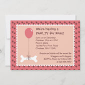 Bone and Balloon Dog Birthday Girl Party Invitatio Kaart (Voorkant)