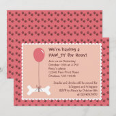Bone and Balloon Dog Birthday Girl Party Invitatio Kaart (Voorkant / Achterkant)