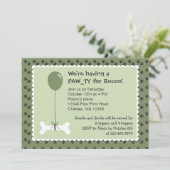 Bone and Balloon Dog Birthday Party Invitation Kaart (Staand voorkant)