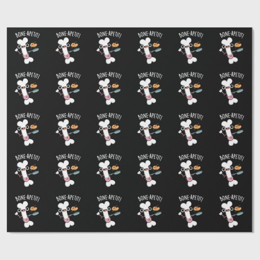 Bone Apetit Grappige Koken Pun Donker BG Cadeaupapier (Vlak)