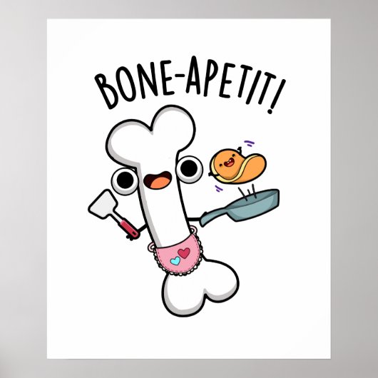 Bone Apetit Grappige Kookwoordspeling Poster (Voorkant)