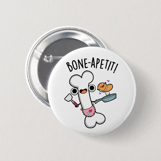 Bone Apetit Grappige Kookwoordspeling Ronde Button 5,7 Cm (Voorkant /achterkant)