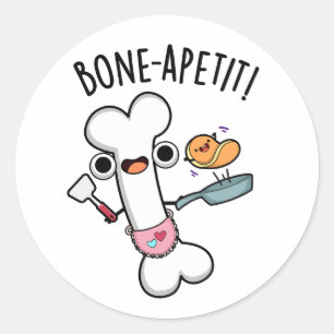 Bone Apetit Grappige Kookwoordspeling Ronde Sticker