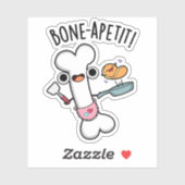 Bone Apetit Grappige Kookwoordspeling Sticker (Vel)