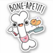 Bone Apetit Grappige Kookwoordspeling Sticker (Voorkant)