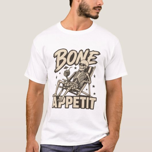 Bone Appetit Beach Skelet T-shirt (Voorkant)
