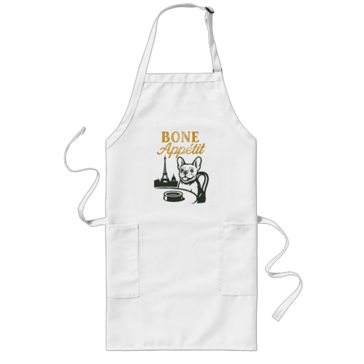 Bone Appétit Frenchie-Schort Lang Schort (Voorkant)