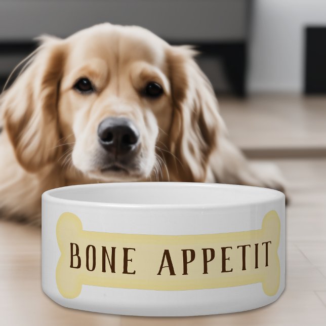 Bone Appetit Grappige Pun Dog Bowl met Paw Prints Voerbakje ('Bone Appetit' Funny Pun Dog Bowl 🐾)